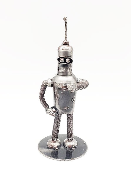 Bender Futurama Pointing Figure Model Metal Art Productions Sculpture Handmade Recycled