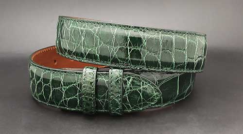 Custom green alligator belt