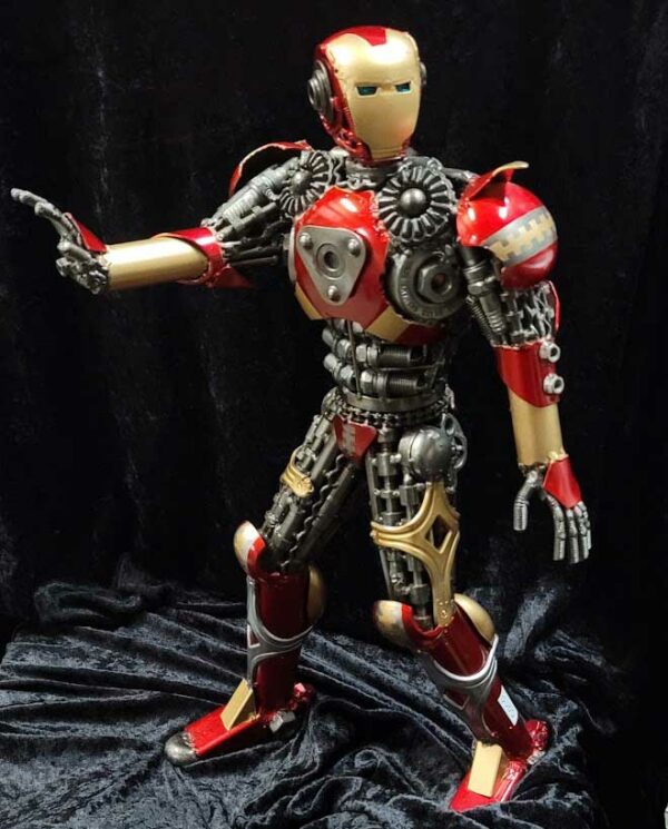Iron Man recycled metal sculpture, Large, painted