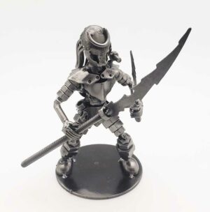 Predator inspired recycled metal sculpture, small w/spears