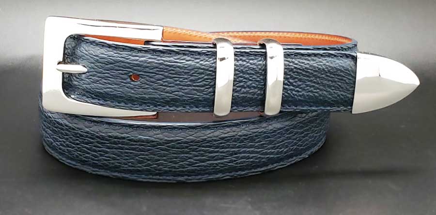 The Broker on a navy SHARK belt (custom)